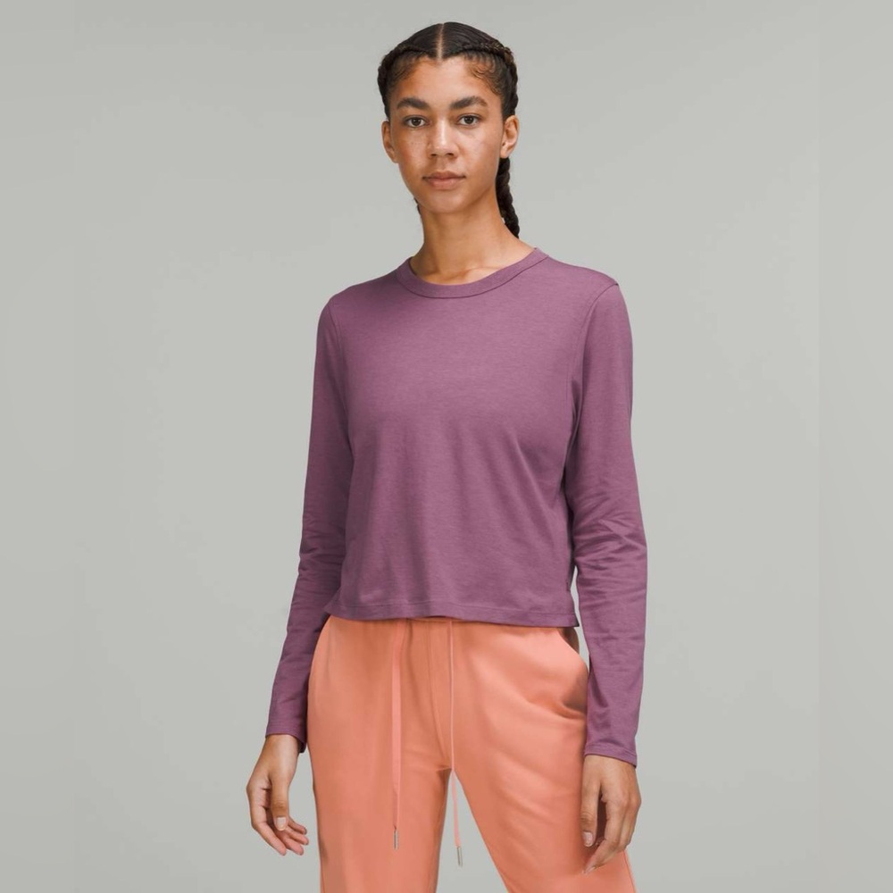 Lululemon Classic-Fit Cotton-Blend Long Sleeve Shirt Vintage Plum Sz 2